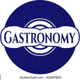Insignia gastronómica con textura jean