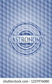 Gastronomy blue hexagon emblem.