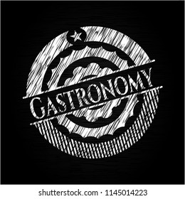 Gastronomy chalkboard emblem written on a blackboard