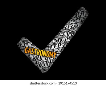 Gastronomy check mark word cloud collage, concept background