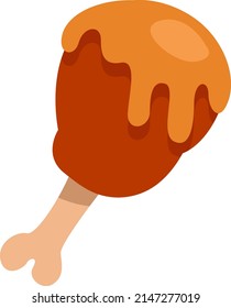 Gastronomy chicken drum , illustration, vector on a white background.