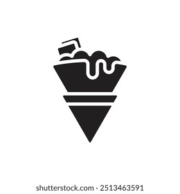 Ilustração de vetor de ícone preenchido com crepe de gastronomia