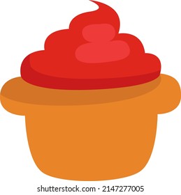 Gastronomy cupcake, illustration, vector on a white background.
