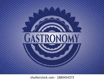 Gastronomie-Emblem mit weißem Hintergrund. Vektorgrafik. Detaillierte Angaben. 