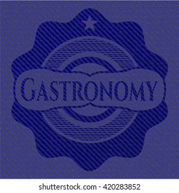 Gastronomy emblem with jean texture