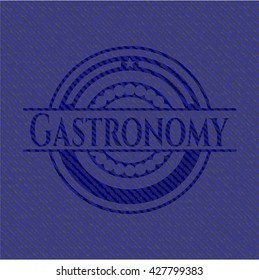 Gastronomy emblem with jean texture