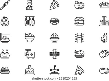 Gastronomy icons collection is a vector illustration with editable stroke.