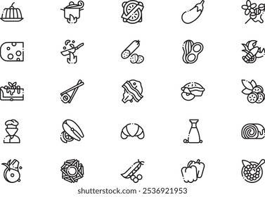 Gastronomy icons collection is a vector illustration with editable stroke.