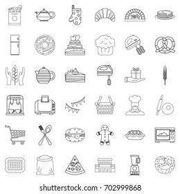Gastronomy icons set. Outline style of 36 gastronomy vector icons for web isolated on white background