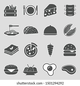 Gastronomy Icons. Sticker Design. Vector Illustration.