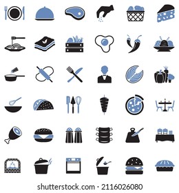 Gastronomy Icons. Two Tone Flat Design. Vector Illustration.