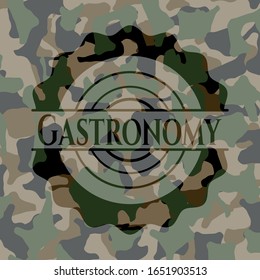 Gastronomy on camouflage pattern. Vector Illustration. Detailed.