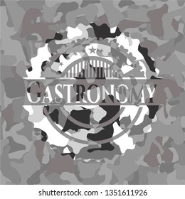 Gastronomy on grey camo pattern