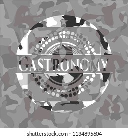Gastronomy on grey camouflage texture