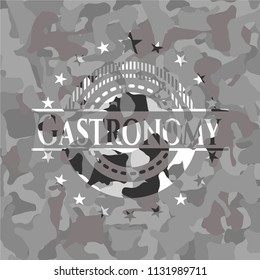 Gastronomy on grey camouflaged pattern