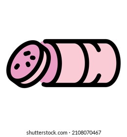 Gastronomy sausage icon. Outline gastronomy sausage vector icon color flat isolated