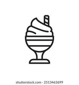 Gastronomy Sundae Outline Icon Vector Illustration