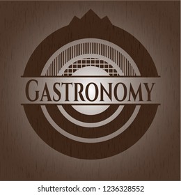Gastronomy wooden emblem. Retro