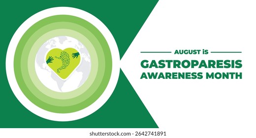 Gastroparesis awareness month is observed every year in august. Low poly style design. Geometric background. Vector template for banner. Isolated vector illustration.	
