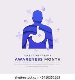 Gastroparesis Awareness Month Paper cut style Vector Design Illustration for Background, Poster, Banner, Advertising, Greeting Card