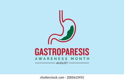 Gastroparesis awareness month vector banner, poster, background template observed on august. Health messages about gastroparesis, treatment.