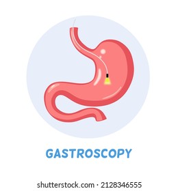 Gastroscopy concept, internal organ check up, a human gastro vector with gastroscope and light on blue pastel background 