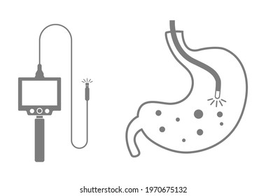 Gastroscopy endoscope device for stomach diagnostic outline icon