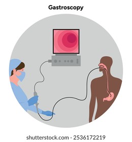 Gastroscopy procedure with doctor and patient	
