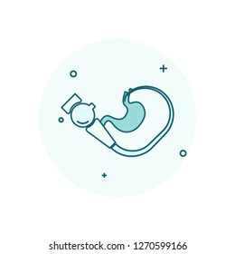 Gastroscopy vector icon with green outline