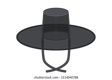 Gat. A gat is the name of Korean traditional hat worn by men along with hanbok (Korean traditional clothing) during the Joseon period. Vector illustration.