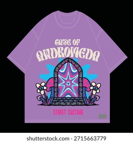 gate to andromeda design trippy style for streetwear graphic tee