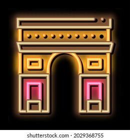 portón arco de la puerta de santa denis neon light sign vector. Brillante signo de santa denis de la puerta del icono brillante. ilustración de símbolo transparente