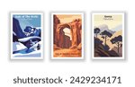 Gate of The Arctic. Gate of Theodore Roosevelt. Geres, National Park - Vintage travel poster. Vector illustration. High quality prints