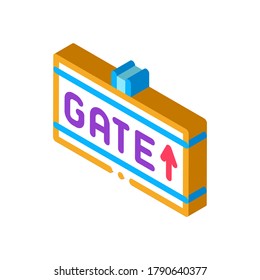 Gate Arrow Direction Tablet Icon Vector. Isometric Airline And Airport Information Way Tablet sign. color isolated symbol illustration