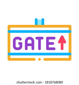 Gate Arrow Direction Tablet Icon Thin Line Vector. Airline And Airport Information Way Tablet Color Symbol Illustration