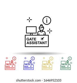 Gate assistant, info, airport multi color style icon. Simple thin line, outline vector of Airport icons for ui and ux, website or mobile application