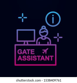 Gate assistant, info, airport nolan icon. Simple thin line, outline vector of airport icons for ui and ux, website or mobile application