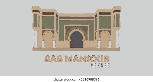 Puerta de Bab Mansour, la antigua puerta de la plaza El Hedim, Meknes, Marruecos
