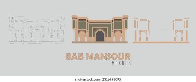 Gate of Bab Mansour, the old gate of El Hedim Square, Meknes, Morocco