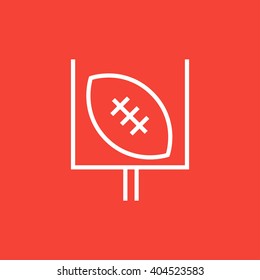 Gate and ball for rugby line icon.