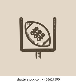 Puerta y bola para el icono de esbozo de vector de rugby aislado en el fondo. Puerta dibujada a mano y bola para icono de rugby. Puerta y bola para el icono del boceto de rugby para infografía, sitio web o aplicación.
