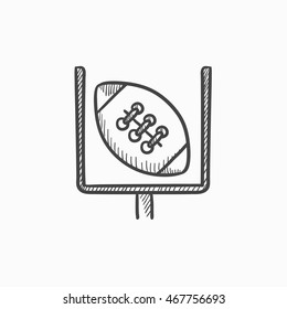 Gate and ball for rugby vector sketch icon isolated on background. Hand drawn Gate and ball for rugby icon. Gate and ball for rugby sketch icon for infographic, website or app.
