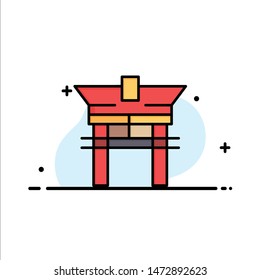Gate, Bridge, China, Chinese Business Logo Template. Flat Color