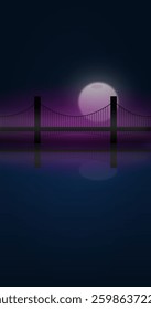 gate bridge at night silhouette and moon wallpaper