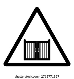La Puerta Cierra Automáticamente La Señal Del Símbolo, La Ilustración vectorial, Aislar En La Etiqueta Blanca Del Fondo. EPS10