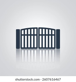 Gate design icons, automatic gate icon, Fence house, Garage entry,