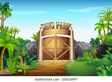 The gate of dino park illustration