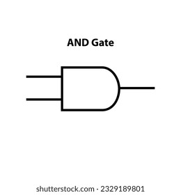 UND Gate. elektronisches Symbol des offenen Schaltschalters Illustration von Symbolen der Grundschaltung. Elektrische Symbole, Studieninhalte von Physikstudenten.  Stromkreise.