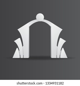 Gate entrance exhibition booth islamic ornament style blank color empty. Vector editable.
