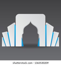 Gate entrance exhibition booth islamic ornament style blank color empty. Vector editable.